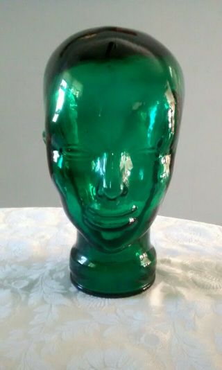 Glass Head Green Glass Head Jar Androgynous Mannequin Head 12” Display Hat Wig