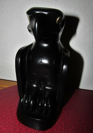 Vintage Black Eagle Mother of Pearl Eyes Carved Stone Statue 7 