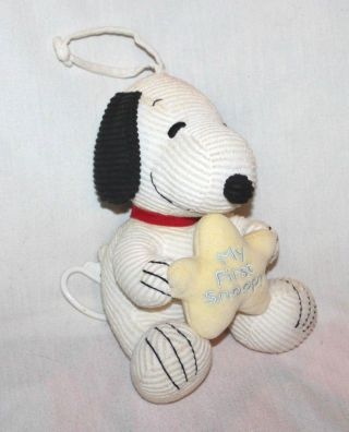 My First Snoopy Plush Musical Pull Toy Prestige Baby Crib 15 " Star White Ribbed