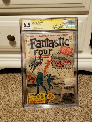 Fantastic Four 13 Cgc 6.  5 Ss Stan Lee 1st App Red Ghost & Watcher Kirby & Ditko