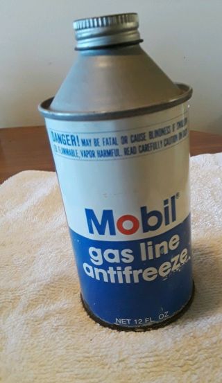 Vintage Cone Top Mobil Gas Line Antifreeze Metal Can