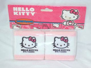Hello Kitty Sanrio Pink & White Sport Terry Cloth Wristband Pack Of 2