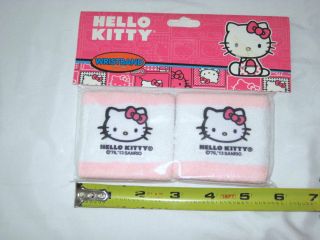 HELLO KITTY SANRIO PINK & WHITE SPORT TERRY CLOTH WRISTBAND PACK OF 2 4
