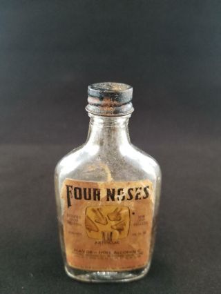 Vintage Four Noses Glass Bottle With Metal Lid