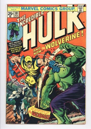 Incredible Hulk 181 Vol 1 Near Perfect 1st Wolverine W/ Value Stamp