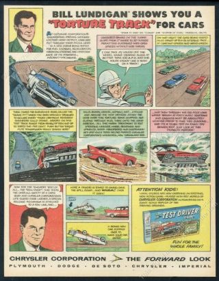 1957 Chrysler Test Driver Game Milton Bradley Bill Lundigan Pic Vintage Print Ad