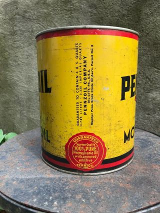 VINTAGE Pennzoil 1 One Gallon Motor Oil Can,  Empty,  The Tough Film, 2