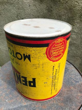 VINTAGE Pennzoil 1 One Gallon Motor Oil Can,  Empty,  The Tough Film, 7