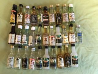 31 Vintage Mini Alcohol Bottles.  Glass And Plastic
