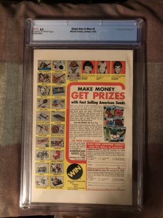 Giant - Size X - Men 1 CGC 8.  0 OFF WHITE TO WHITE PAGES 2