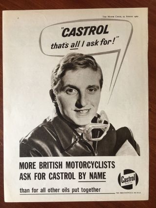 Vintage 1960 Print Ad Castrol Motor Oil Motorcyclists Ask By Name