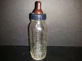 Vintage Miniature Evenflo Clear Glass Doll Baby Bottle & Nipple