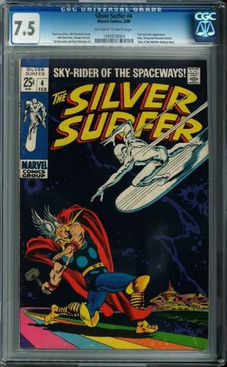 Silver Surfer 4 | Cgc 7.  5 | Marvel 1969 | Thor Vs.  Silver Surfer | Stan Lee