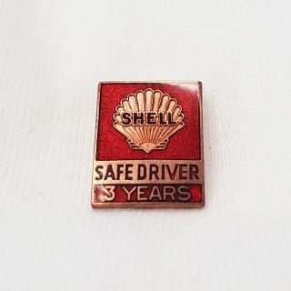 Rare Shell Oil Company 3 - Year Safe Driver Service Award Birks Enamel Lapel Pin