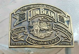 Vtg Jim Beam Belt Buckle 1975 Bottle Convention Specialties Clubs International