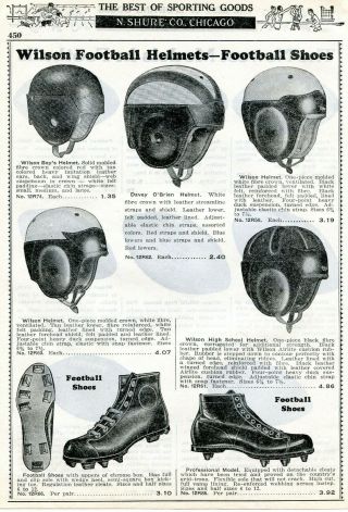 1940 Print Ad Of Wilson Football Helmets & Shoes Davey O 