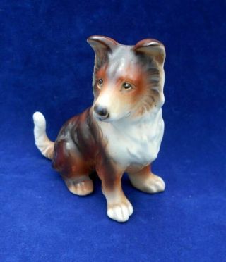 Vintage Ceramic Collie Sheltie Puppy Figurine Graceful Adorable Dog C1958 Japan