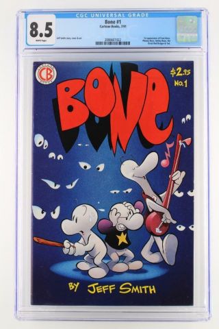 Bone 1 Cartoon 1991 Cgc 8.  5 Vf,  1st Issue - Fone,  Phoney And Smiley Bone App