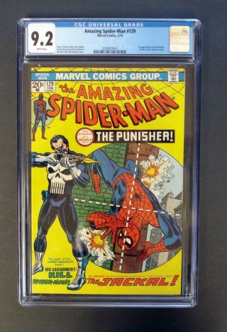Spiderman 129 9.  2 Cgc White Pgs 1st Punisher Jackal