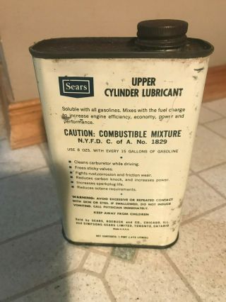 VNTAGE OIL CAN VINTAGE SEARS CAN SEARS UPPER CYLINDER LUBRICANT SEARS & ROEBUCK 3