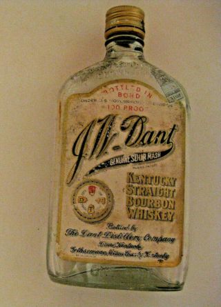 Vintage J.  W.  Dant Sour Mash Kentucky Bourbon Whiskey Advertising Bottle