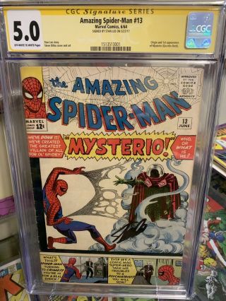Spider Man 13 Cgc 5.  0 Stan Lee Signed 1st Mysterio 2,  3 Movie