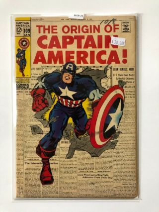 Captain America 109 [origin Retold] Marvel Comic Book Vg Mo8 - 26