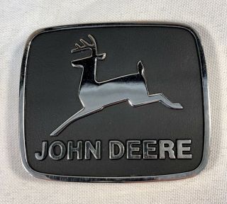 1981 John Deere Classic Black And Chrome Belt Buckle Vintage Logo