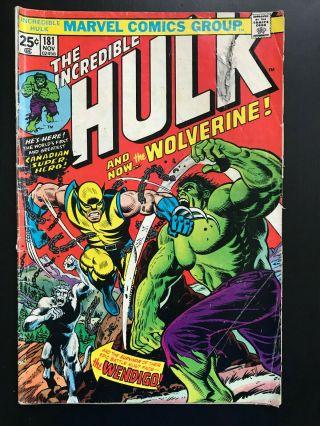 Incredible Hulk 181 First Printing,  1974 Marvel Comic Book X - Men