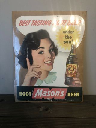 Vintage Masons Root Beer Lithograph Sign Coca Cola 7up Pepsi Orange Crush Dr Pep