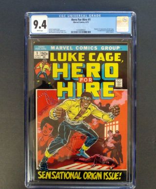 Hero For Hire 1 Luke Cage Cgc 9.  4 White P 1st App Luke Cage Diamondback