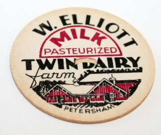 Vintage Farm W.  Elliott Twin Dairy Petersham Milk Bottle Cap Nos