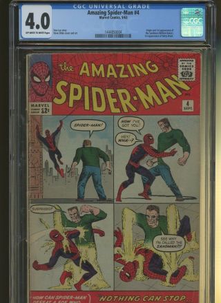 Spider - Man 4 Cgc 4.  0 | Marvel | 1963 | Origin & 1st Sandman 1st B Brandt