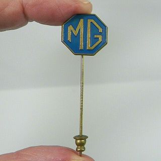 Mg Octagon Stick Pin Blue Enamel On Brass Vintage Foreign Car Advertising 1960s
