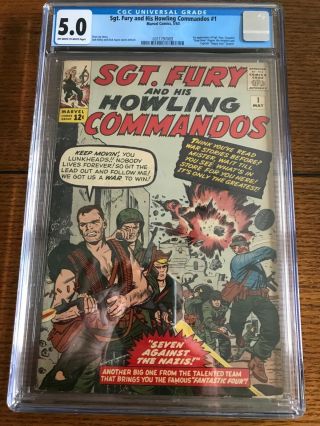 Sgt.  Fury & His Howling Commandos 1 Cgc 5.  0 Marvel 1st App Of Baron Strucker