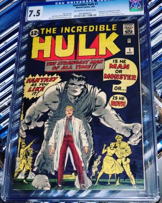 Incredible Hulk 1 Cgc 7.  5 Vf - Ow/w Marvel 1962 Silver Age Grail