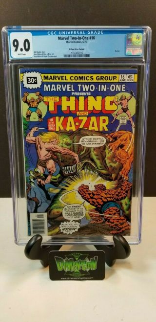 Marvel Two - In - One 16 Cgc 9.  0 (1976) Thing Ka - Zar White Pages 30 Cent Variant