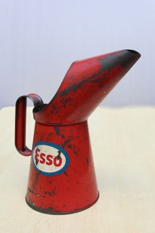 Vintage Dated 1961 Esso Quart Pourer Measure Can - Garage Forecourt Service Bay