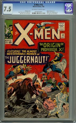X - Men 12 Cgc 7.  5 - Off - White To White Pages - 1st Juggernaut