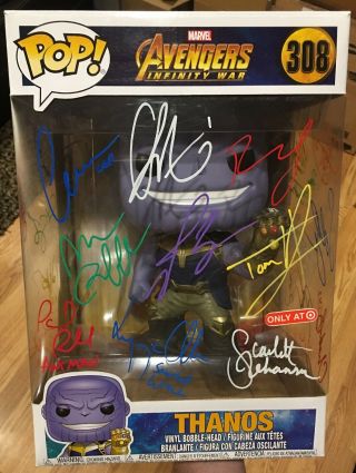 Funko Pop Marvel Avengers Thanos 10 Inch Cast Signed/autographed