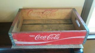 Vintage Coke Wooden Crate 24 Bottle Carrier Coca Cola Red & White 1976 Tennessee