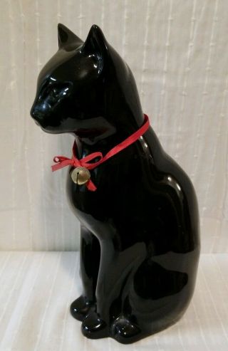 Vtg 12 " Porcelain Black Cat Figure Made In Portugal Label
