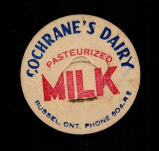 Ontario Canada Milk Bottle Cap - Cochrane 