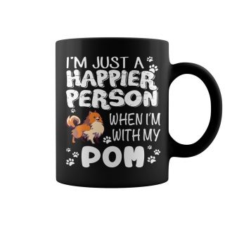 Happier Person Pomeranian Coffee Mug,  Pomeranian Cup,  Pomeranian Gift