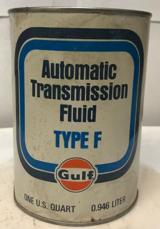 Vintage 1 Quart Gulf Automatic Transmission Fluid Atf Oil Can Cardboard Type F