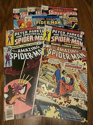 Spider - Man 152,  188 Peter Parker 15,  25 Marvel Team - Up 65 Spider - Woman 2,  4,  8
