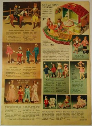 1966 Vintage Paper Print Ad Barbie Skipper Dream House Pony Tutti Todd Francie