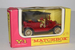 Matchbox Lesney Models Of Yesteryear Y - 1 1911 Ford Model T,  Red,  Red Steering
