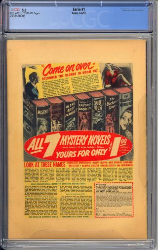 Eerie 1 Owner Pre - Code Horror First Issue Avon Comic 1951 CGC 5.  0 3