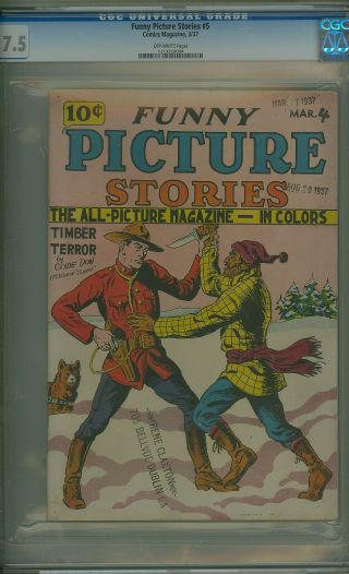 Funny Picture Stories 5 (cgc 7.  5) O/w P; Comics Magazine; 1937; Gsi=7 (c 23750)